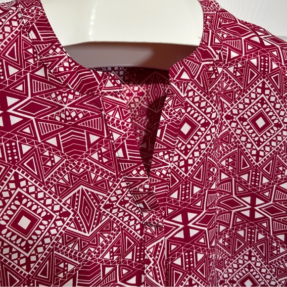 FRED DAVID Maroon & White Button Front Top Size 2X - Picture 4 of 9